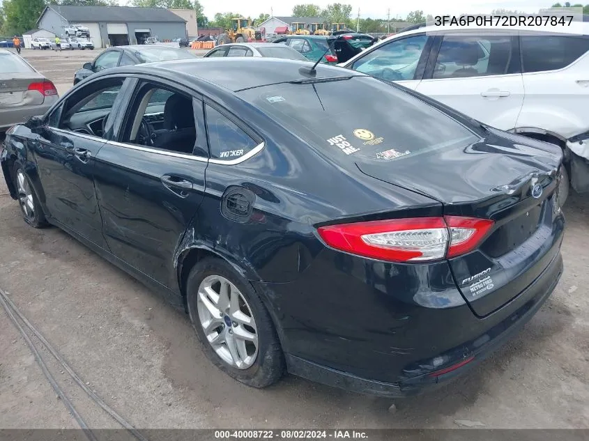 2013 Ford Fusion Se VIN: 3FA6P0H72DR207847 Lot: 40008722