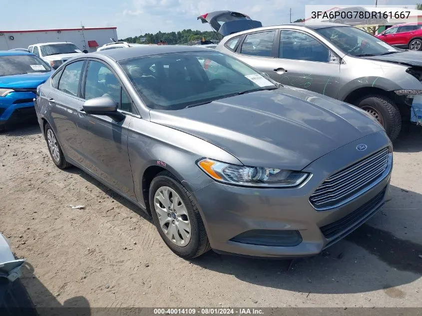 2013 Ford Fusion S VIN: 3FA6P0G78DR161667 Lot: 40014109