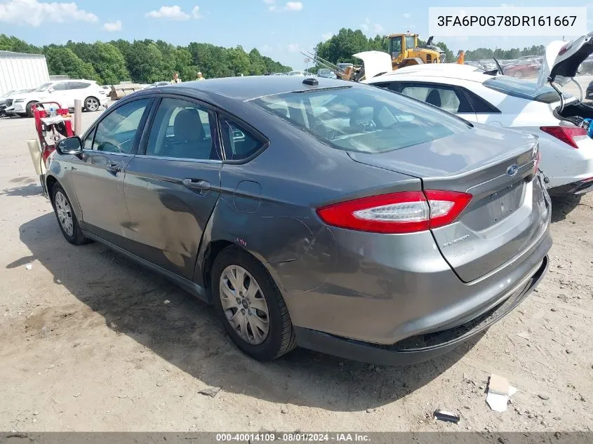 2013 Ford Fusion S VIN: 3FA6P0G78DR161667 Lot: 40014109