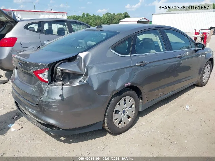 2013 Ford Fusion S VIN: 3FA6P0G78DR161667 Lot: 40014109