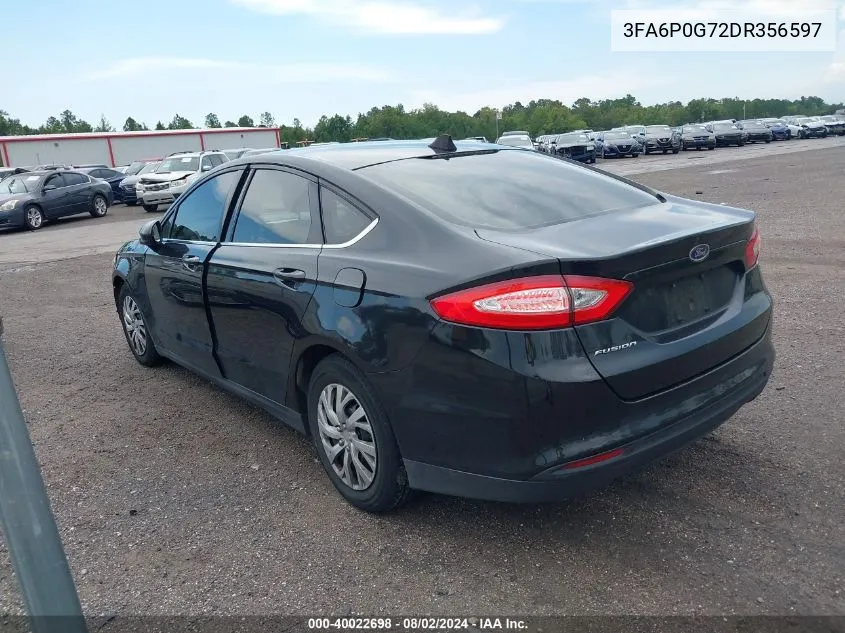 2013 Ford Fusion S VIN: 3FA6P0G72DR356597 Lot: 40022698