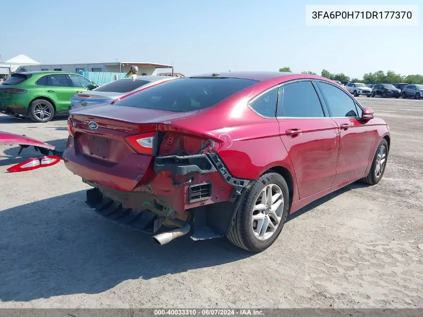 2013 Ford Fusion Se VIN: 3FA6P0H71DR177370 Lot: 40033310