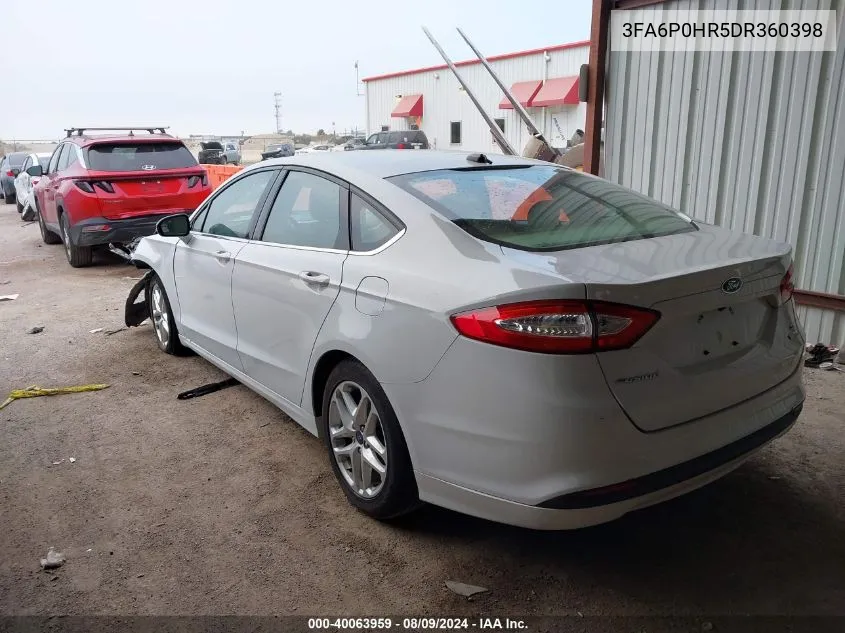 2013 Ford Fusion Se VIN: 3FA6P0HR5DR360398 Lot: 40063959