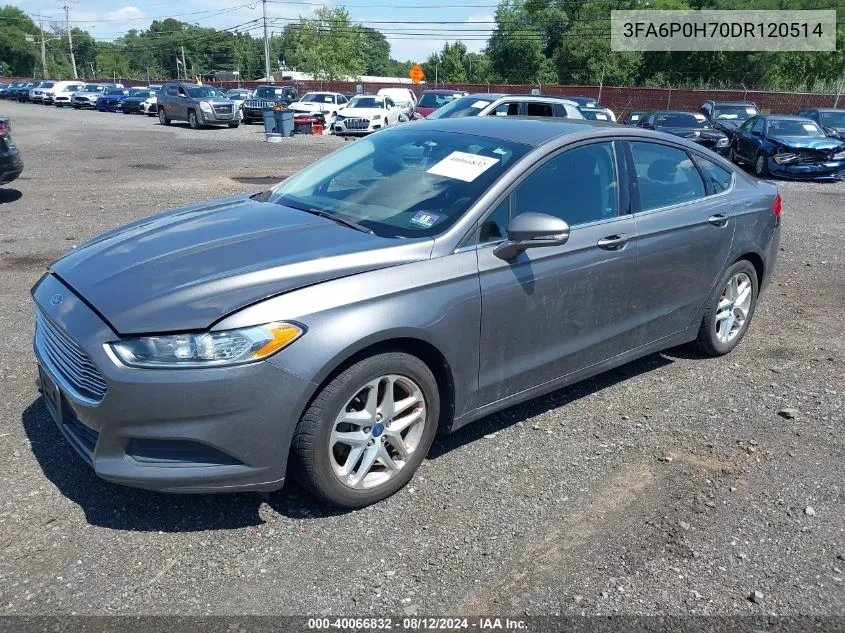 2013 Ford Fusion Se VIN: 3FA6P0H70DR120514 Lot: 40066832