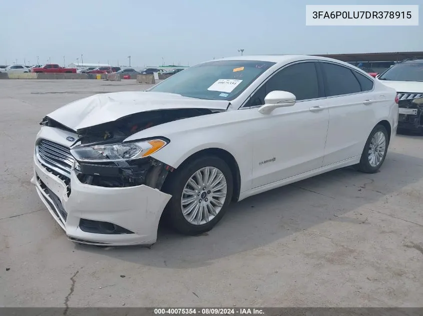 3FA6P0LU7DR378915 2013 Ford Fusion Hybrid Se