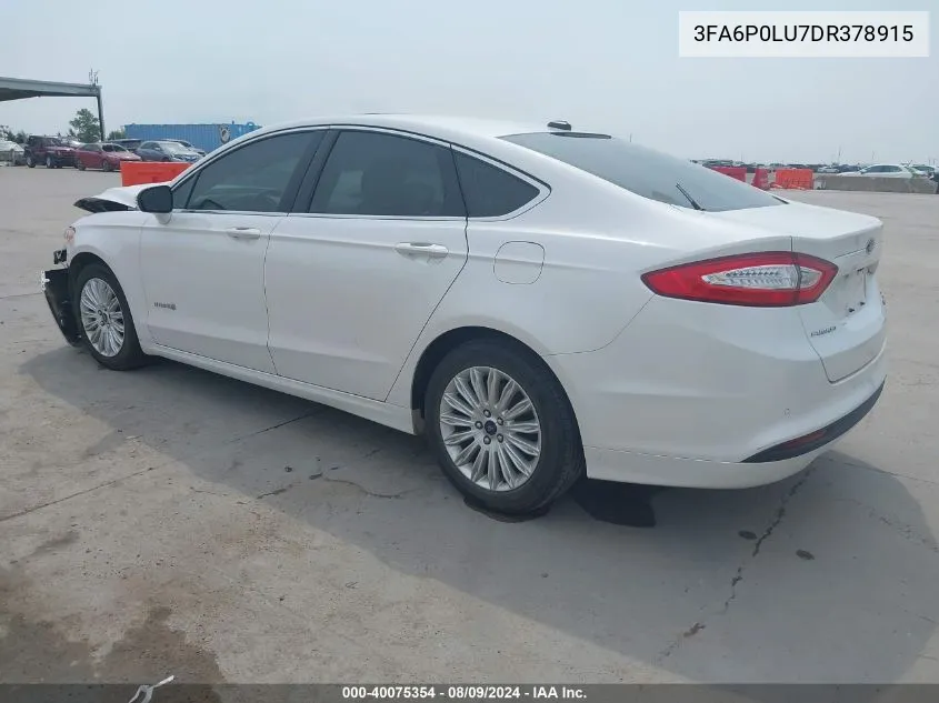 2013 Ford Fusion Hybrid Se VIN: 3FA6P0LU7DR378915 Lot: 40075354