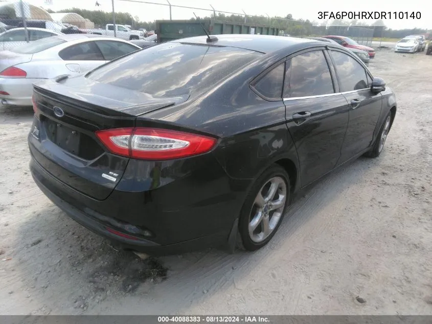 2013 Ford Fusion Se VIN: 3FA6P0HRXDR110140 Lot: 40088383