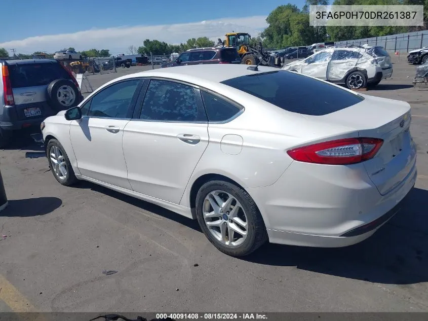 2013 Ford Fusion Se VIN: 3FA6P0H70DR261387 Lot: 40091408