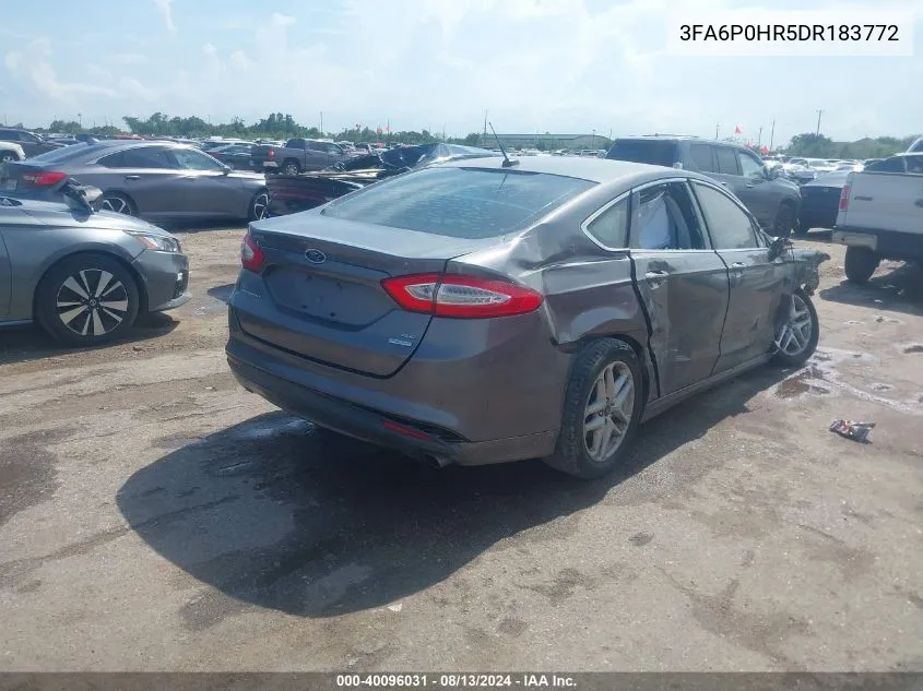 2013 Ford Fusion Se VIN: 3FA6P0HR5DR183772 Lot: 40096031