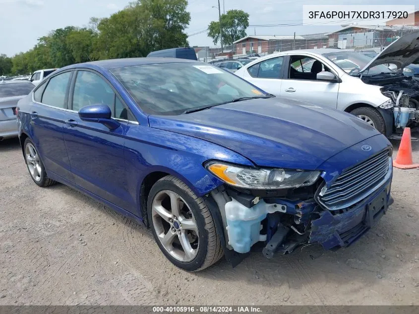 2013 Ford Fusion Se VIN: 3FA6P0H7XDR317920 Lot: 40105916