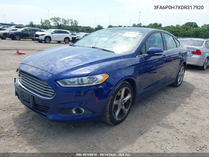 2013 Ford Fusion Se VIN: 3FA6P0H7XDR317920 Lot: 40105916