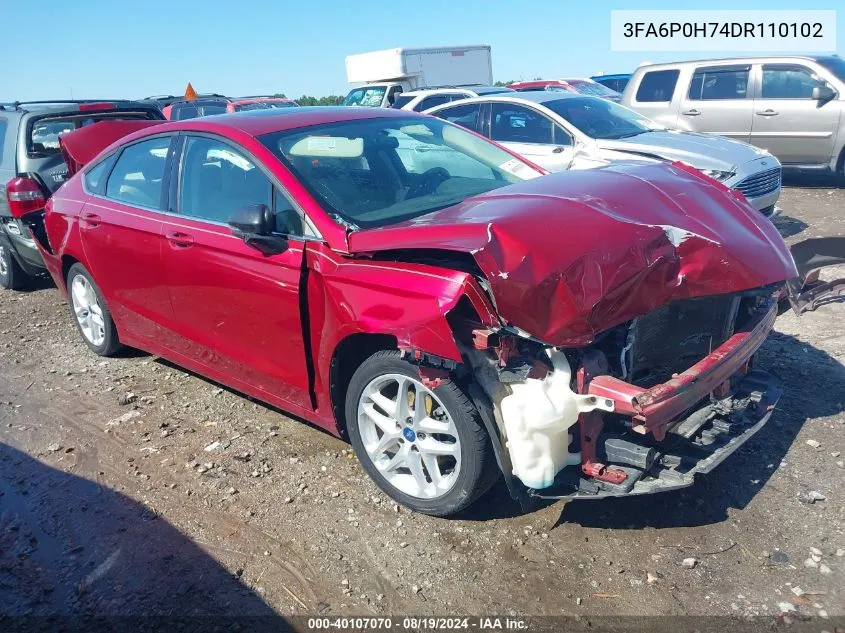 2013 Ford Fusion Se VIN: 3FA6P0H74DR110102 Lot: 40107070