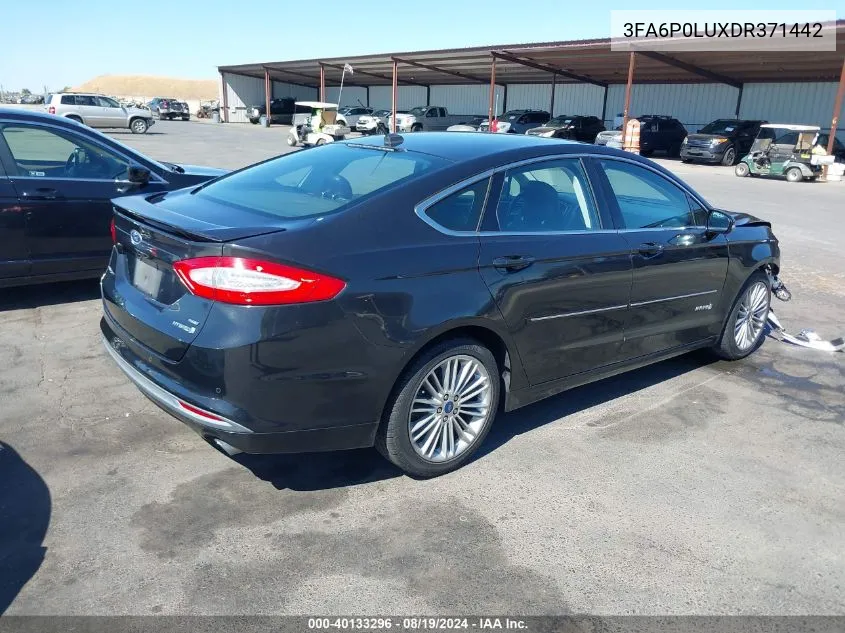 2013 Ford Fusion Hybrid Se VIN: 3FA6P0LUXDR371442 Lot: 40133296