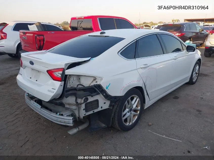 2013 Ford Fusion Se VIN: 3FA6P0HR4DR310964 Lot: 40145505