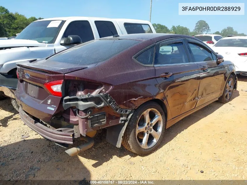 2013 Ford Fusion Se VIN: 3FA6P0HR0DR288929 Lot: 40158757