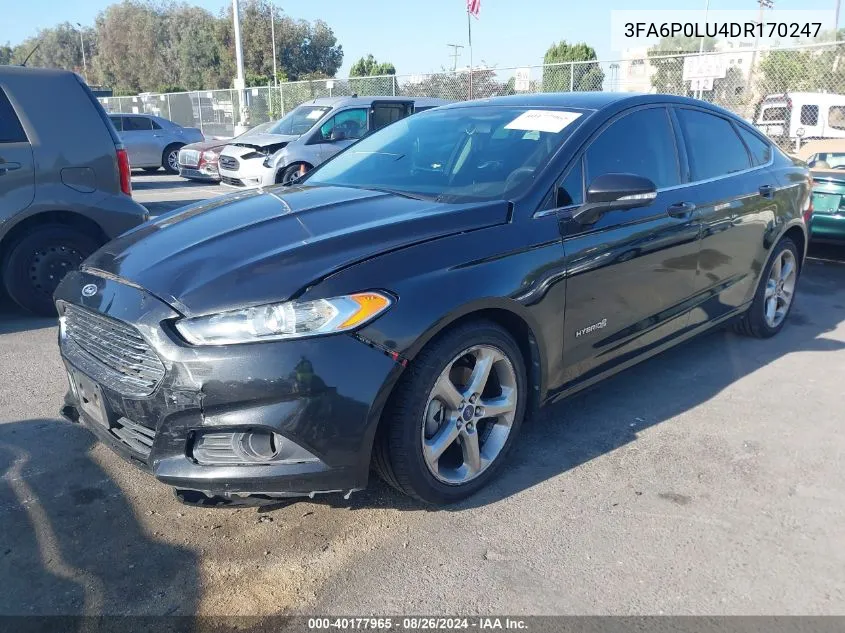 2013 Ford Fusion Hybrid Se VIN: 3FA6P0LU4DR170247 Lot: 40177965