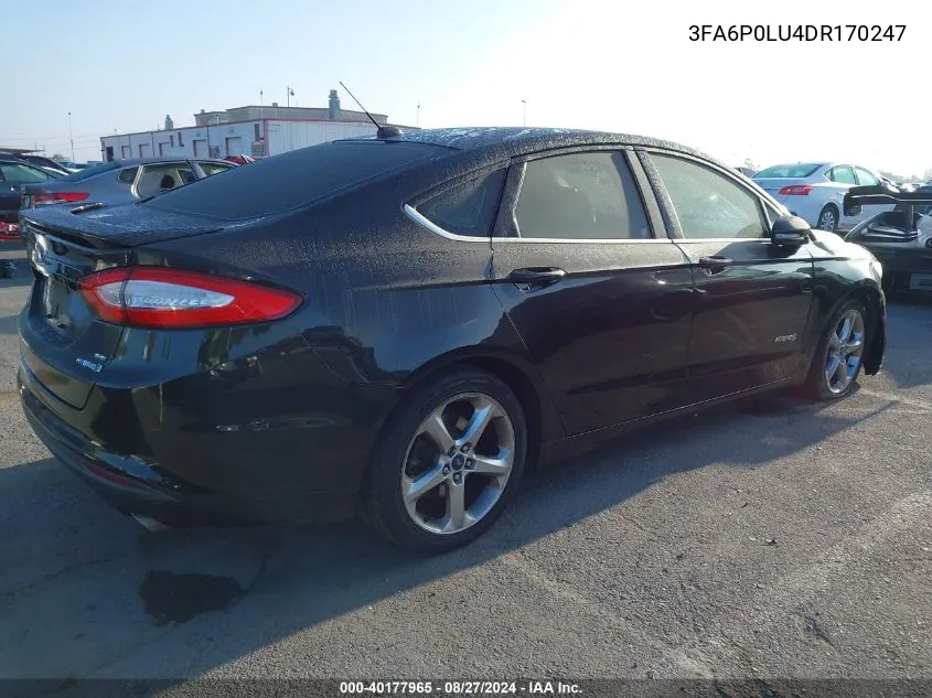 2013 Ford Fusion Hybrid Se VIN: 3FA6P0LU4DR170247 Lot: 40177965