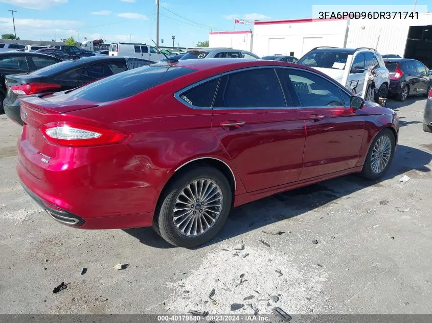 2013 Ford Fusion Titanium VIN: 3FA6P0D96DR371741 Lot: 40179880