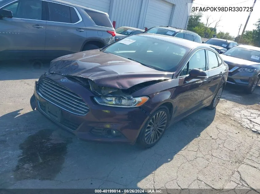 2013 Ford Fusion Titanium VIN: 3FA6P0K98DR330725 Lot: 40199814