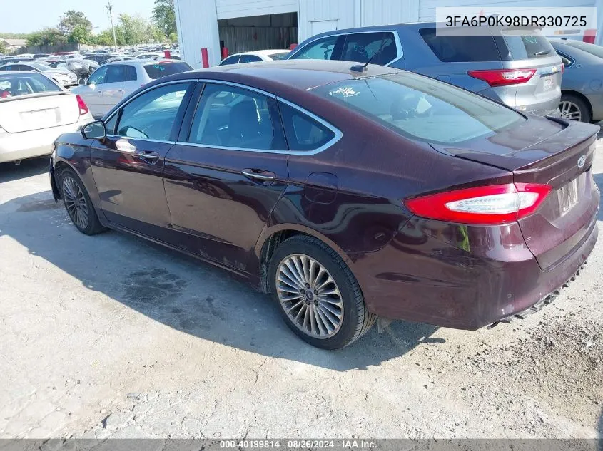 2013 Ford Fusion Titanium VIN: 3FA6P0K98DR330725 Lot: 40199814