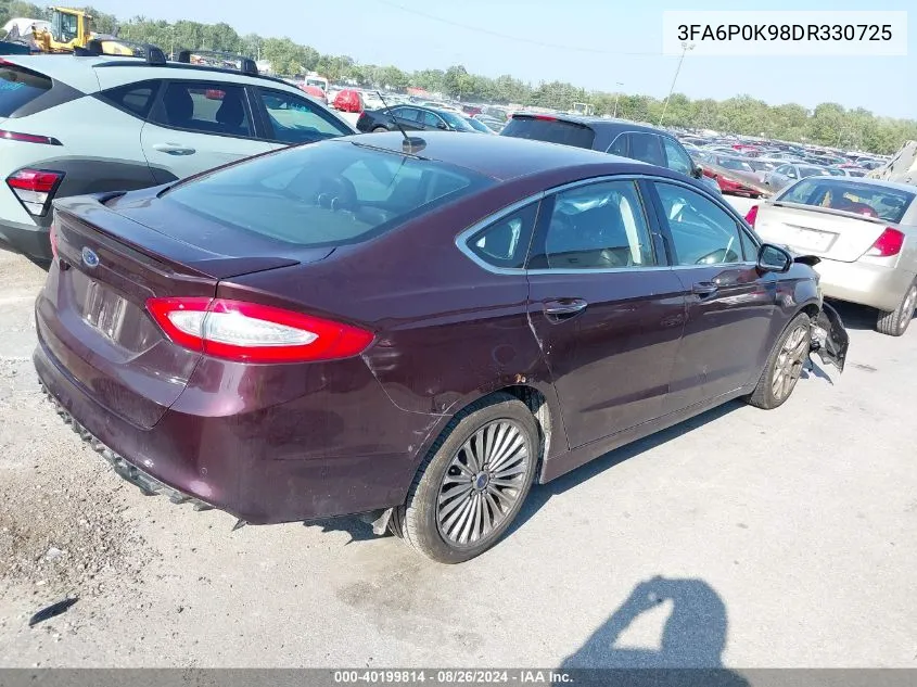 2013 Ford Fusion Titanium VIN: 3FA6P0K98DR330725 Lot: 40199814