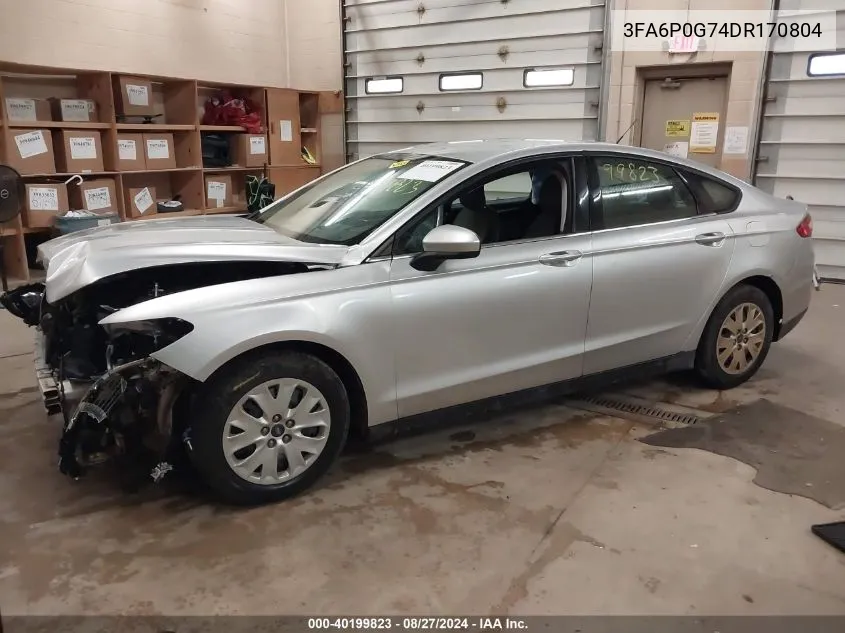 2013 Ford Fusion S VIN: 3FA6P0G74DR170804 Lot: 40199823