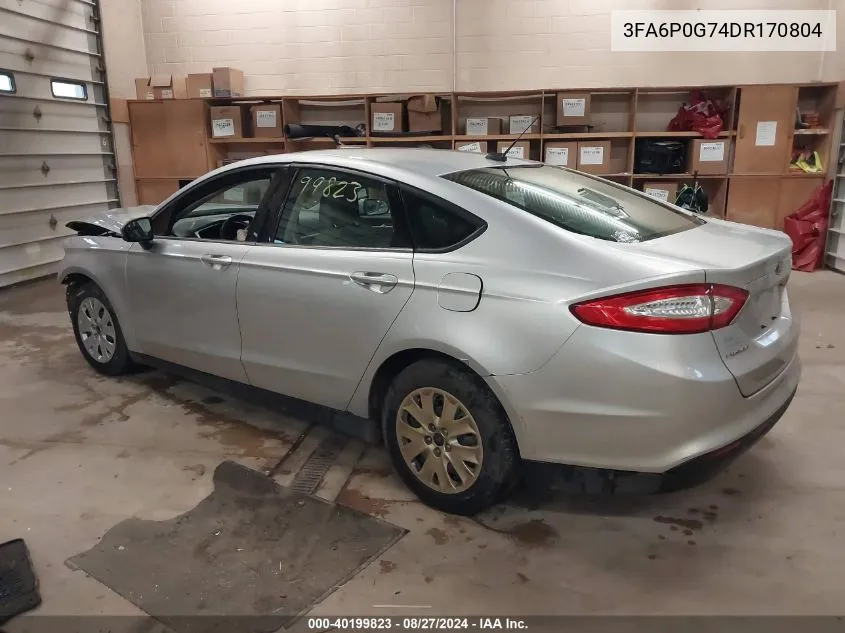 2013 Ford Fusion S VIN: 3FA6P0G74DR170804 Lot: 40199823