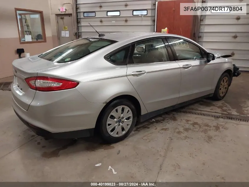 2013 Ford Fusion S VIN: 3FA6P0G74DR170804 Lot: 40199823