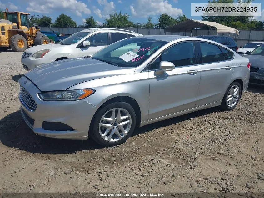 2013 Ford Fusion Se VIN: 3FA6P0H72DR224955 Lot: 40208969