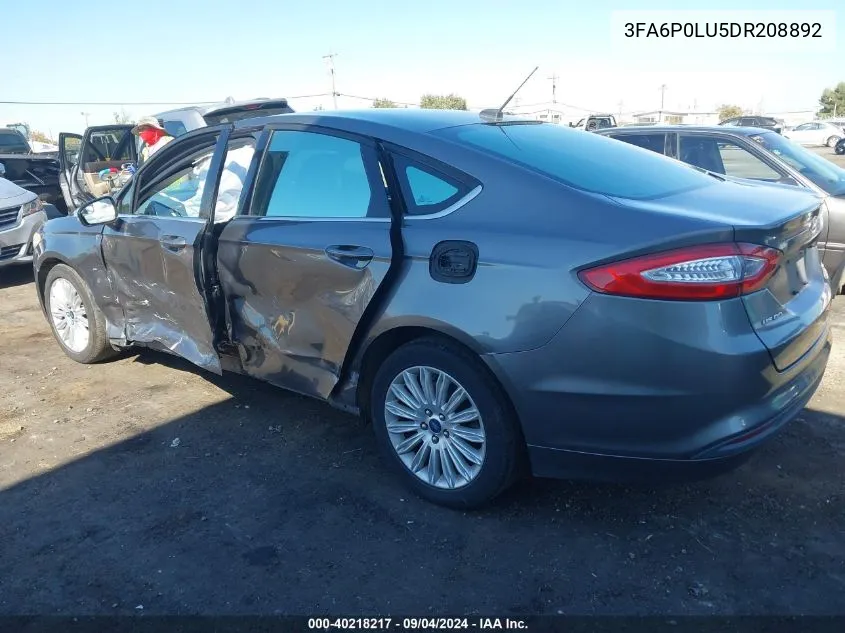 2013 Ford Fusion Hybrid Se VIN: 3FA6P0LU5DR208892 Lot: 40218217