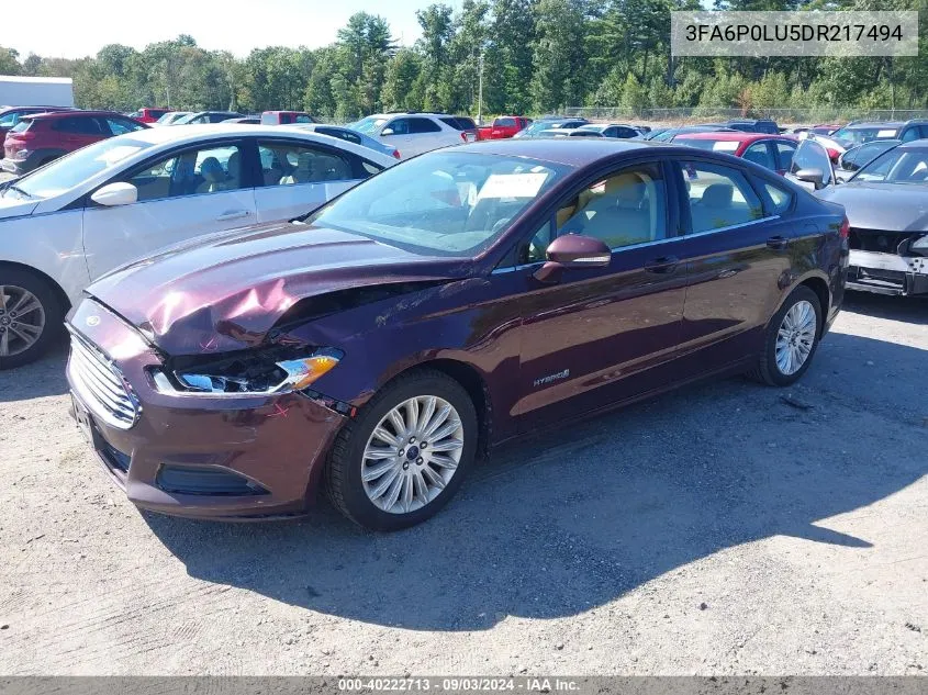 3FA6P0LU5DR217494 2013 Ford Fusion Hybrid Se