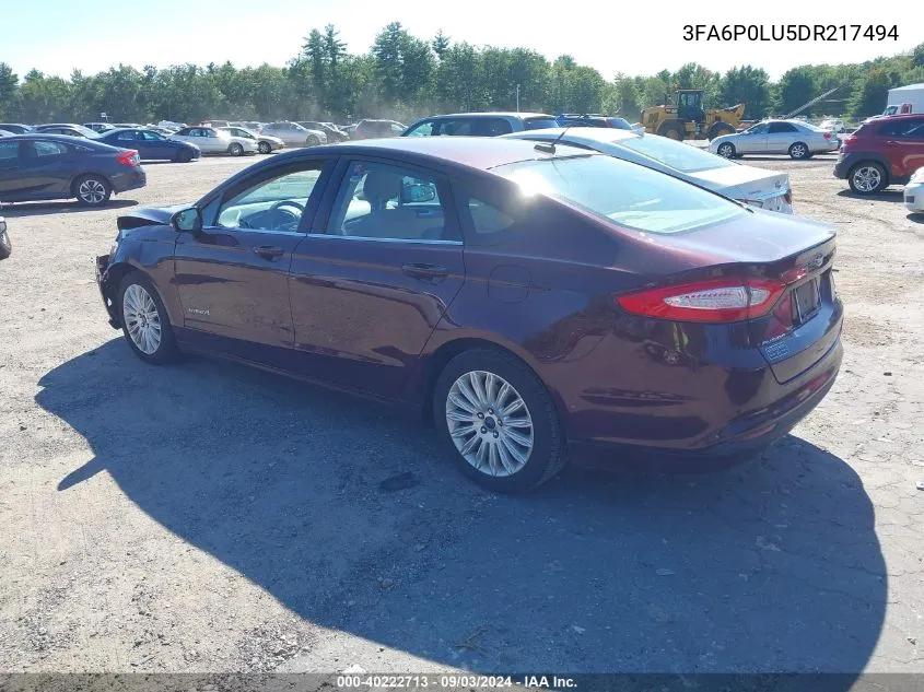 3FA6P0LU5DR217494 2013 Ford Fusion Hybrid Se