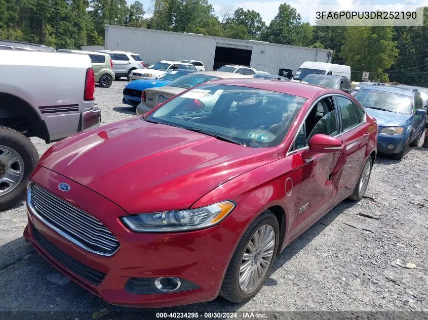 2013 Ford Fusion Energi Se Luxury VIN: 3FA6P0PU3DR252190 Lot: 40234295