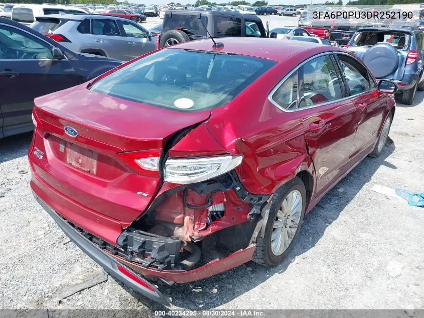 2013 Ford Fusion Energi Se Luxury VIN: 3FA6P0PU3DR252190 Lot: 40234295