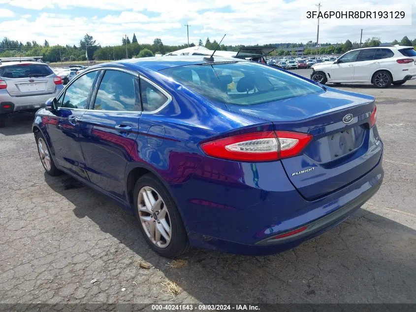 2013 Ford Fusion Se VIN: 3FA6P0HR8DR193129 Lot: 40241643