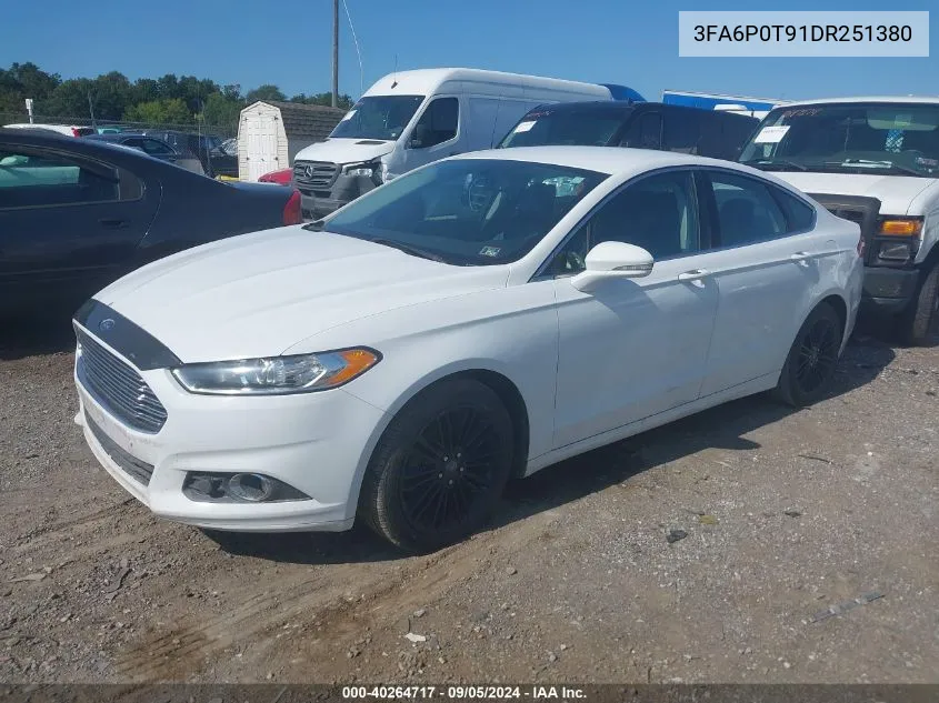 2013 Ford Fusion Se VIN: 3FA6P0T91DR251380 Lot: 40264717