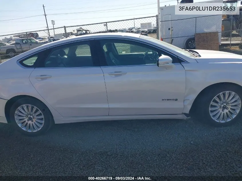 2013 Ford Fusion Hybrid Se VIN: 3FA6P0LU1DR235653 Lot: 40266719