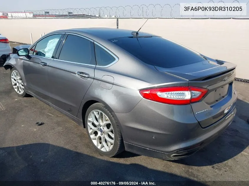 2013 Ford Fusion Titanium VIN: 3FA6P0K93DR310205 Lot: 40276176