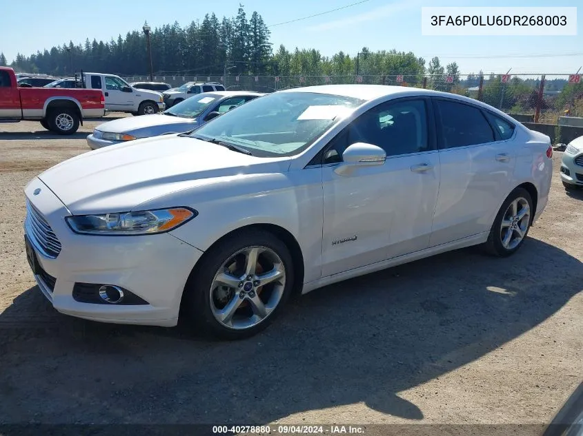 2013 Ford Fusion Hybrid Se VIN: 3FA6P0LU6DR268003 Lot: 40278880