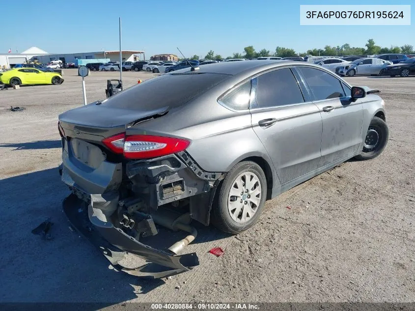 2013 Ford Fusion S VIN: 3FA6P0G76DR195624 Lot: 40280884