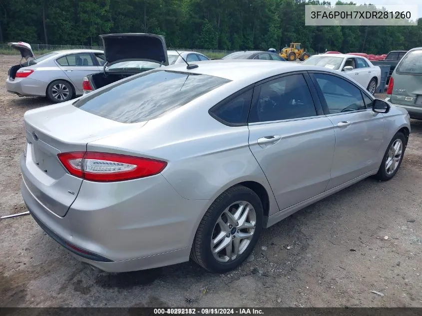 2013 Ford Fusion Se VIN: 3FA6P0H7XDR281260 Lot: 40292182