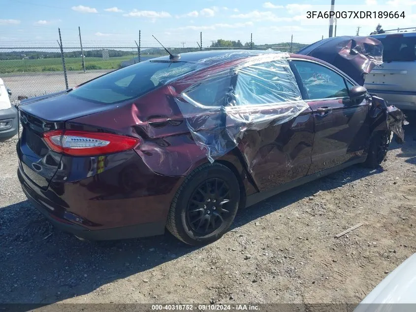 2013 Ford Fusion S VIN: 3FA6P0G7XDR189664 Lot: 40318752