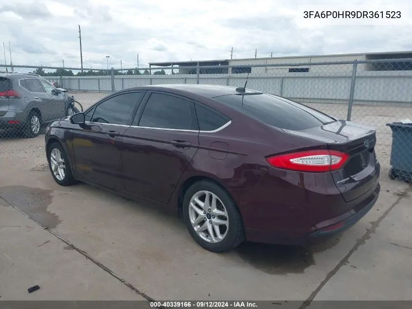 2013 Ford Fusion Se VIN: 3FA6P0HR9DR361523 Lot: 40339166