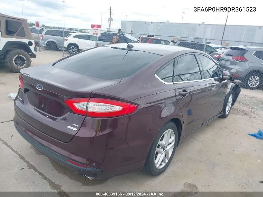 2013 Ford Fusion Se VIN: 3FA6P0HR9DR361523 Lot: 40339166