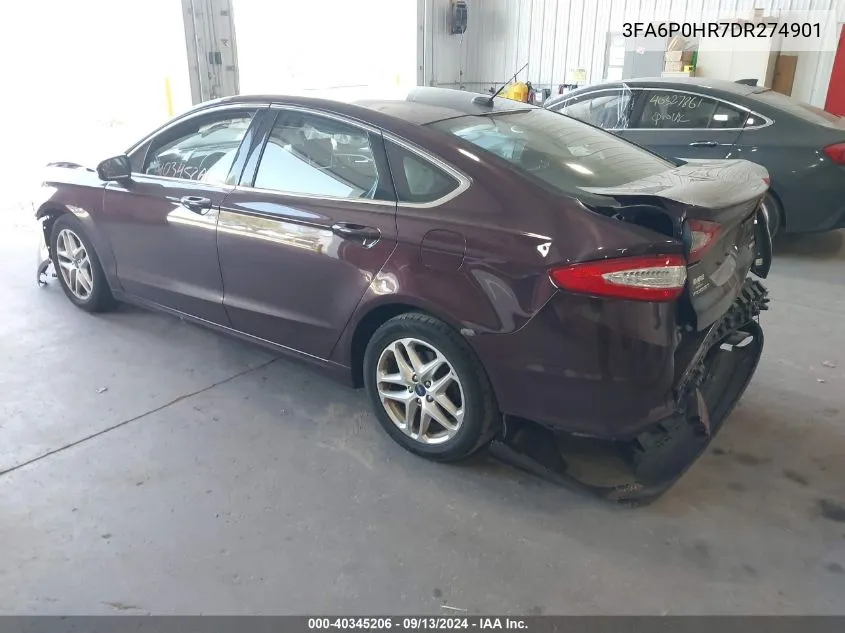 2013 Ford Fusion Se VIN: 3FA6P0HR7DR274901 Lot: 40345206