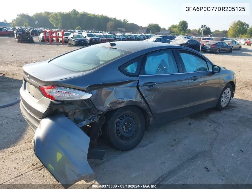 2013 Ford Fusion S VIN: 3FA6P0G77DR205125 Lot: 40373309