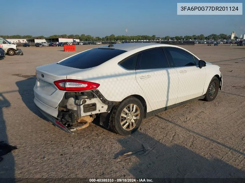 2013 Ford Fusion S VIN: 3FA6P0G77DR201124 Lot: 40385333