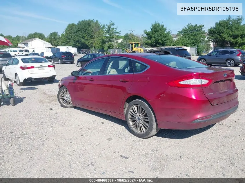 2013 Ford Fusion Se VIN: 3FA6P0HR5DR105198 Lot: 40468387