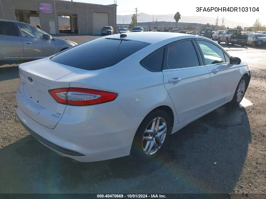 2013 Ford Fusion Se VIN: 3FA6P0HR4DR103104 Lot: 40470669