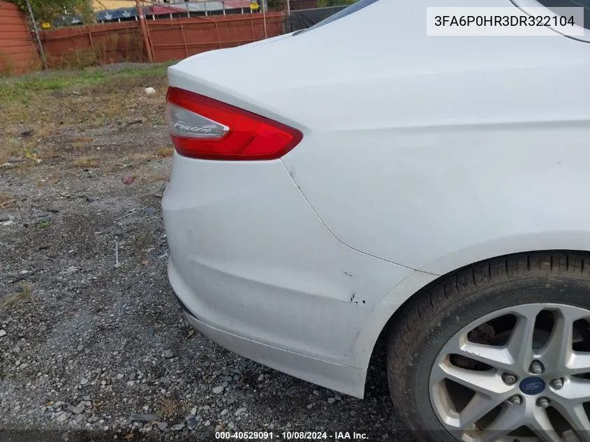 3FA6P0HR3DR322104 2013 Ford Fusion Se